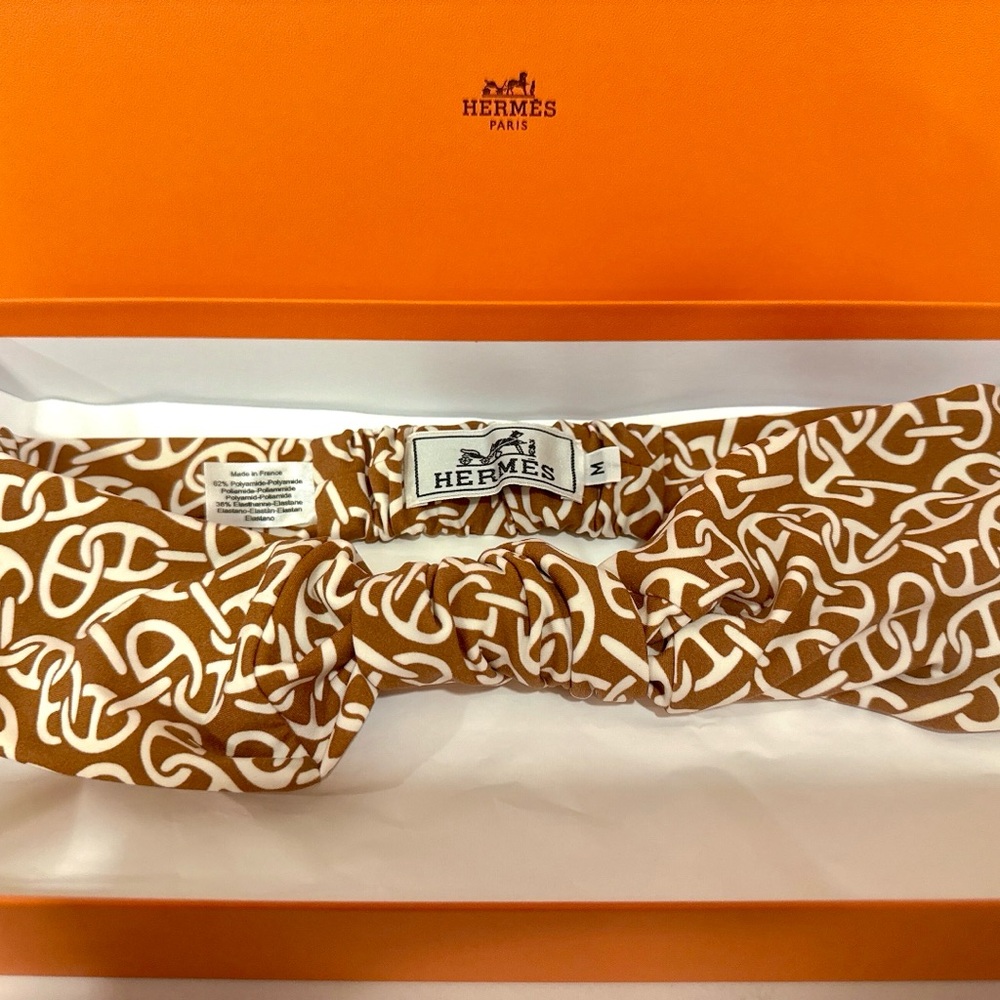 Hermès Brown and White Patterned Headband